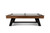 Side view of the Nixon Billiards Hunter Pool Table in Brushed Walnut with black metal legs, shown on a clean white background. This image highlights the sleek, modern design and the seamless integration of the black metal legs with the rich wood finish, creating a visually striking piece for any room.
