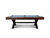 Side profile image of the Portland table against a seamless white backdrop. The long, minimalist cradle contrasts with the geometric strength of the X-base, emphasizing modern industrial design in a game-ready format.