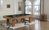 Willow Bend Slate Pool Table by Playcraft featured in a warm, rustic interior with timber frame accents and toffee finish. Styled for farmhouse-inspired spaces.