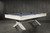 Styled shot of the CrissyCross Whitewash Slate Pool Table in a modern game room, showing the table in action with and without the optional dining top. The contemporary X-leg design complements the space’s sleek aesthetic.