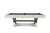 Side profile of the CrissyCross Slate Pool Table, emphasizing the modern X-leg design and high-quality wood construction.