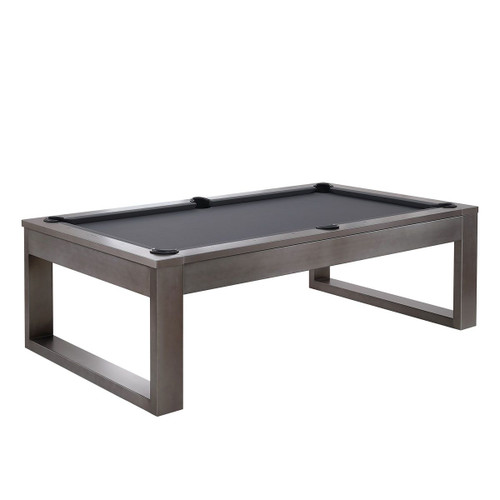 The Lexa Steel Slate Pool Table by Plank & Hide, exclusively at Sawyer Twain, shown in a striking 3/4 view against a clean white background. Featuring a sleek gun metal steel finish and bold one-piece rectangular steel legs, this modern industrial pool table combines refined style and superior playability. The minimalist design and K-pattern framed slate ensure it’s as functional as it is eye-catching, making it a perfect fit for any luxury game room or contemporary commercial space.
