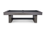 Sleek side profile showcasing the Vancouver’s full slate top and exposed rail detail in Gray Marble finish. The crisp backdrop accentuates the clean lines, perfect for terms like “gray contemporary pool table profile view,” or “modern slate table with detailed wood finish.”

