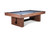 Front-facing ¾ view of the Vancouver Slate Pool Table in exclusive Honey Ash finish, crafted by American Heritage Billiards for Sawyer Twain. This visually commanding pool table showcases reeded wood legs and contemporary clean lines—designed for luxury interiors and modern homes seeking a slate pool table that doubles as a design statement.