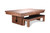 The Vancouver Slate Pool Table by American Heritage Billiards, shown with the custom dining top installed and a coordinating bench in matching Honey Ash finish, all set against a clean white background. This image highlights the table’s convertible functionality and clean-lined silhouette—ideal for shoppers seeking a modern slate pool table that seamlessly transforms into a stylish dining setup. A must-have for design-forward homes that crave both form and function.