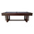 Side profile of the Abbey pool table in Espresso, showcasing its architectural pedestal base, K66 cushions, and balanced frame that offers both design impact and stability.