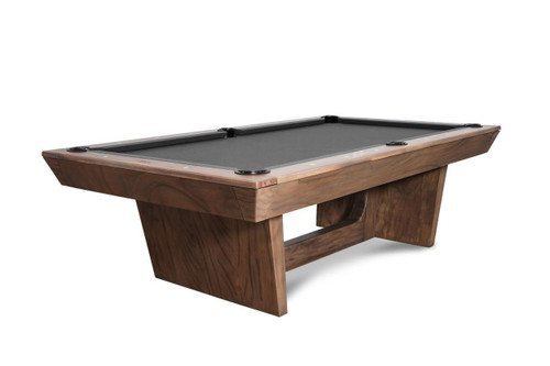 Nixon Billiards Kai Slate Pool Table shown in elegant Grey Walnut finish, highlighting its sleek tapered legs and modern contemporary design.