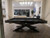 Side view of the Plank & Hide Felix 8' Steel Slate Pool Table, highlighting the smooth, sleek design and durable poplar wood rails combined with industrial steel accents.