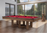 Covington Pool Table in a Room Setting: The Plank & Hide Covington Pool Table beautifully positioned in a stylish room, demonstrating how it serves as both a functional game table and a decorative centerpiece.