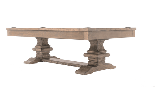 A ¾ view of the Beaumont Slate Pool Table, showing its full design with pedestal legs and the surface in full view. This should highlight the overall design and give a strong first impression of the table’s stature.